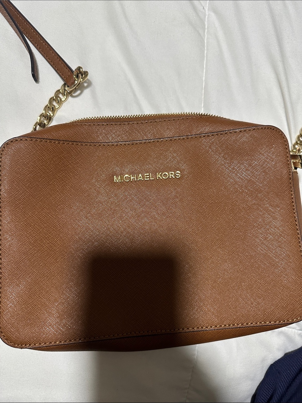 Michael Kors Cognac Brown Crossbody Bag with Gold Hardware